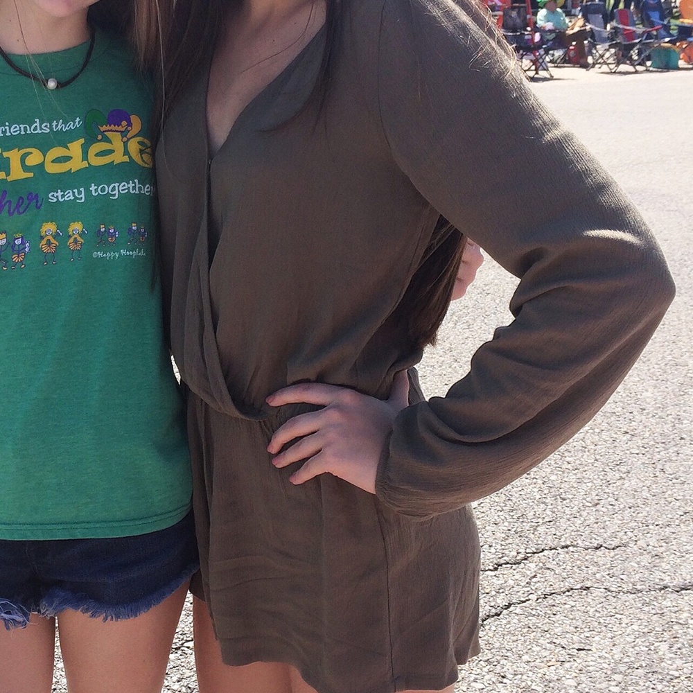 Olive Green Romper (Long Sleeve)